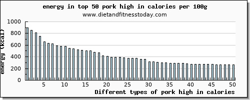pork high in calories energy per 100g